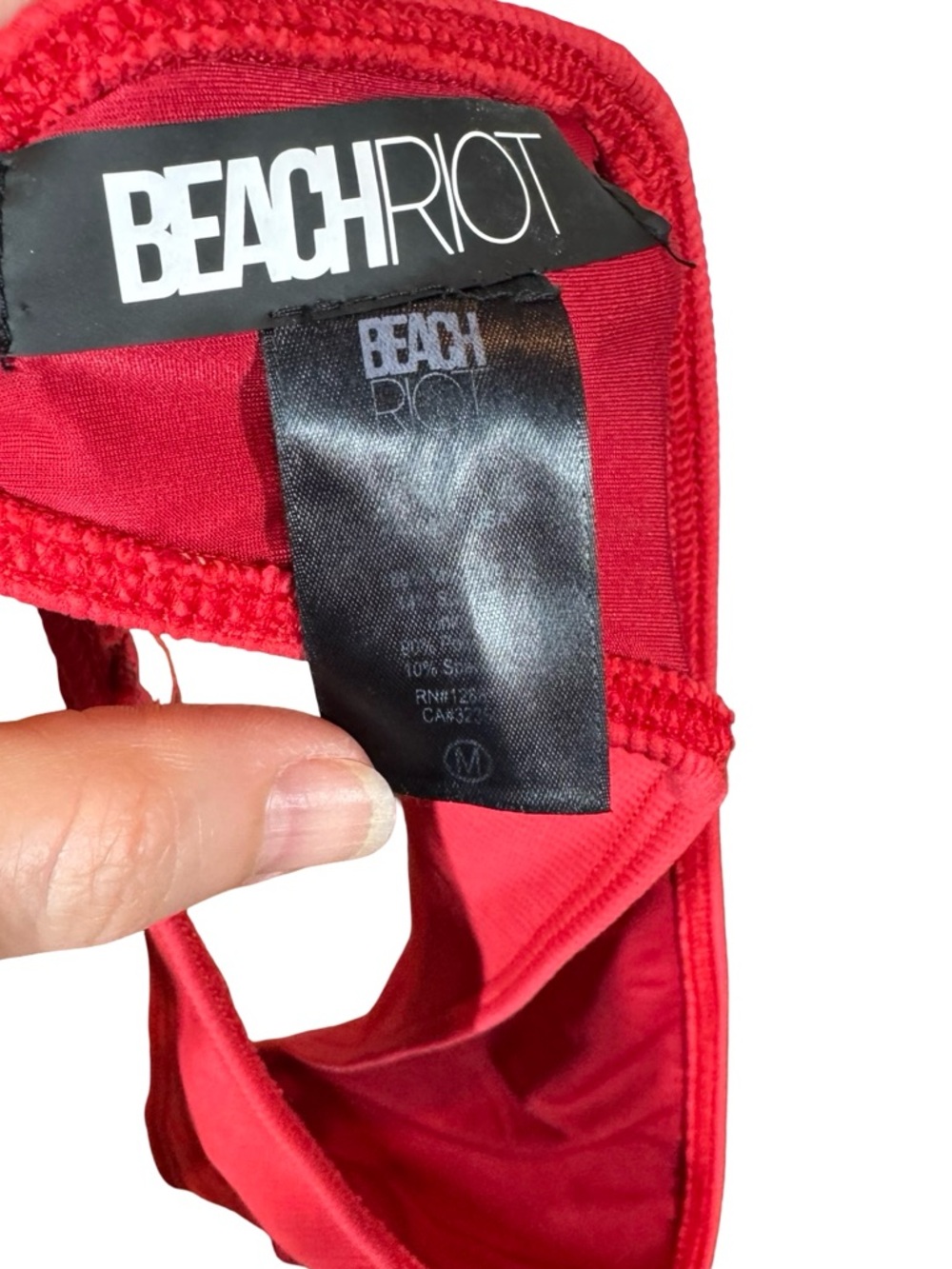Beach Riot 2pc Bikini: Kelsey Bandeau Top & Highway High Waist Bottom Red Ribbed - Picture 9 of 12